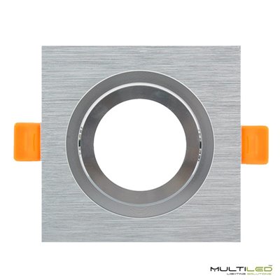 Aro basculante de aluminio cuadrado soft para dicroica Gris cepillado