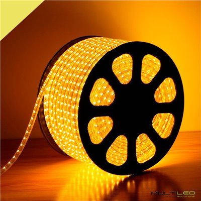 Bobina 50 Mts tira Led SMD5050 Amarillo Ambar 60/LM 220V