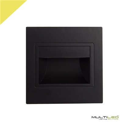 Baliza empotrable de pared Led Negro 1.5W IP20 AC 220V Blanco Cálido