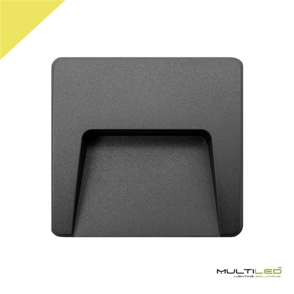 Baliza empotrable de pared Led negro 3W IP65 Exterior AC 220V Discreet Blanco Cálido