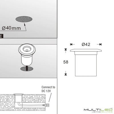 Baliza señalización empotrable de suelo o pared Led 1W AC85-265V IP65 Blanco Cálido