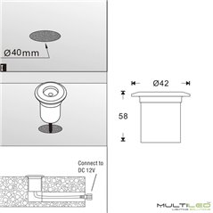 Baliza señalización empotrable de suelo o pared Led 1W AC85-265V IP65 Blanco Cálido