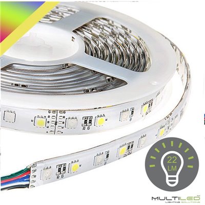 Tira led profesional SMD5050 60l/m 22LM/Led IP65 24V RGBW Cálido