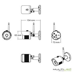 Camara IP Tubular Wifi  2Mp IR IP66 P2P con slot SD