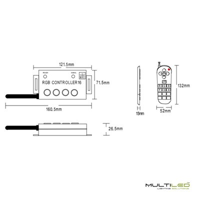 Controlador RGB RF 12V-24V para PAR56 de piscina