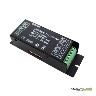 Controlador decodificador DMX 512 RGB 12V-24V RJ45 18A
