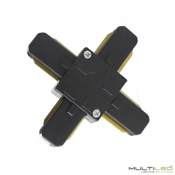 Conector en X para Carril Monofasico Color Negro