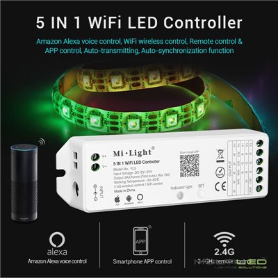 Receptor Controlador tira led Wifi Universal 5 en 1 Mi-Light - MiBoxer 12V-24V 12A Compatible con Alexa y Google Home