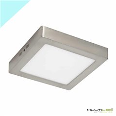 Plafón Downlight Led Cuadrado de superficie 24W Blanco Frío Niquel