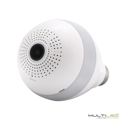 Camara IP wifi oculta en Bombilla Led E27 panoramica 3D VR 360º SD 1,3mp