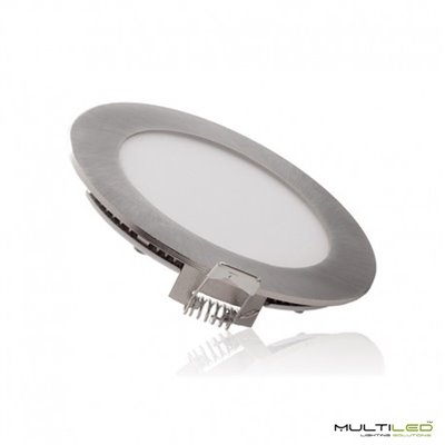 Empotrable Downlight Led 12W Extraplano Eco Blanco Neutro Marco Niquel Cepillado