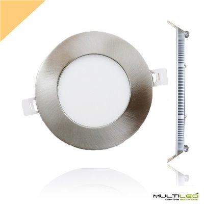 Empotrable Downlight Led 6W Extraplano Eco Blanco Neutro Marco Niquel Cepillado