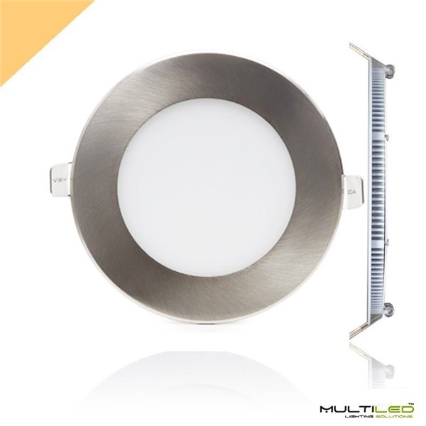 Empotrable Downlight Led 9W Extraplano Eco Blanco Neutro Marco Niquel Cepillado