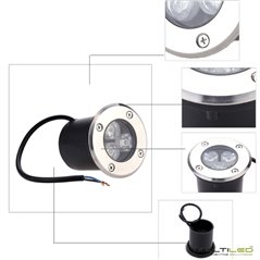 Foco empotrable de suelo Led 3W Blanco Cálido