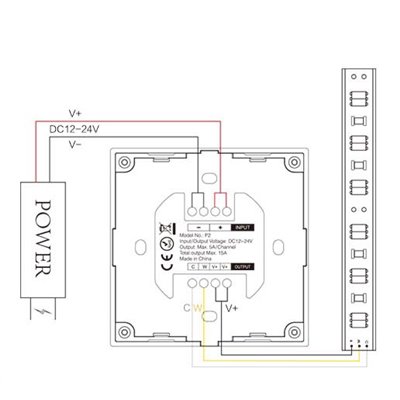 Regulador Dimmer Mi-Light Monocolor + CCT 12V-24V 15A táctil empotrable