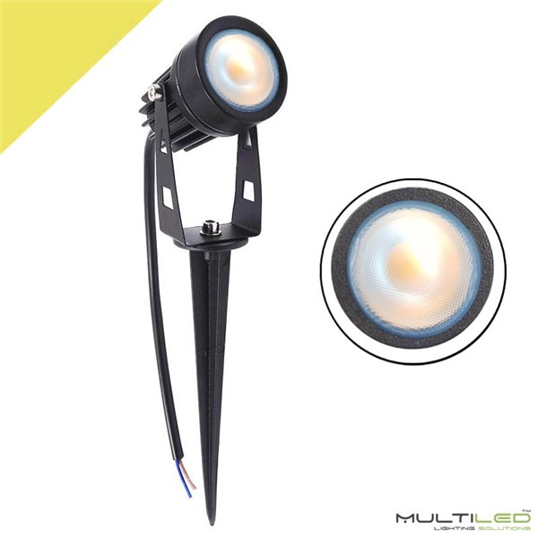 Foco LED Exterior y Jardin con Pincho 5W COB IP65 Blanco Cálido