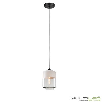 Lampara Colgante Loft moderna Ventus Blanca y Cristal