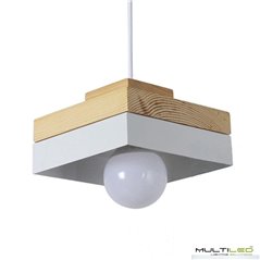 Lampara Colgante de techo moderna madera ø180mm Anya Round Blanca