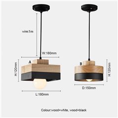 Lampara Colgante de techo moderna madera ø180mm Anya Round Blanca