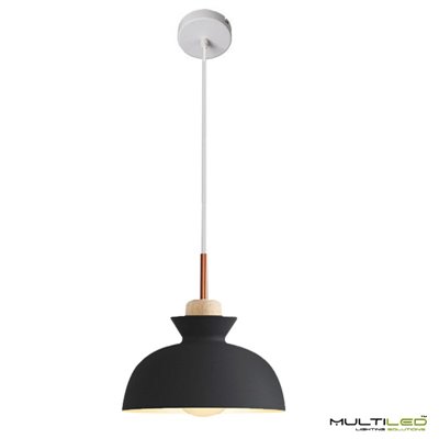 Lampara Colgante de techo metal y madera E27 ø280mm Forest Negra