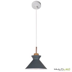 Lampara Colgante de techo metal y madera E27 ø250mm Rain Gris