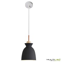 Lampara Colgante de techo metal y madera E27 ø195mm  Fresh Negra