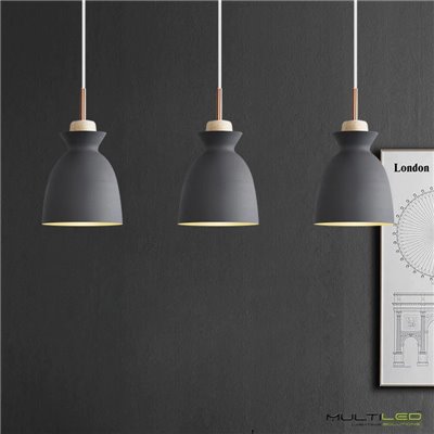 Lampara Colgante de techo metal y madera E27 ø195mm  Fresh Negra