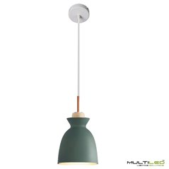 Lampara Colgante de techo metal y madera E27 ø195mm  Fresh Verde