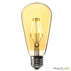 Bombilla Led Pera Vintage Gold de Filamento 6W Blanco Cálido ST64 E27 (Regulable)