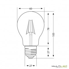 Bombilla Led Esferica Vintage Gold de Filamento 4W Blanco Cálido A60 E27 (Regulable)