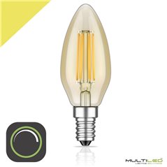 Bombilla Led Vela Vintage Gold de Filamento 4W Blanco Cálido C37 E14