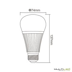 Bombilla Led Wifi Mi-light 9W RGB + CCT E27 compatible con Alexa y Google Home