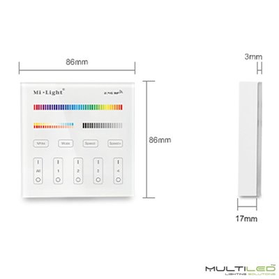 Controlador Mi-Light RGB+ CCT Dual Wifi a pilas táctil de superficie 4 Zonas