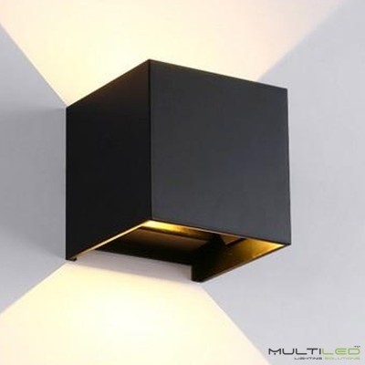 Aplique Led de interior-exterior Negro  6W Modelo Cube Blanco Cálido