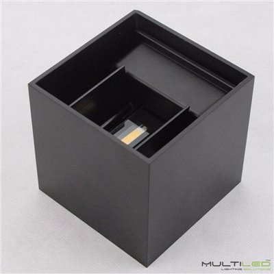 Aplique Led de interior-exterior Negro  6W Modelo Cube Blanco Cálido