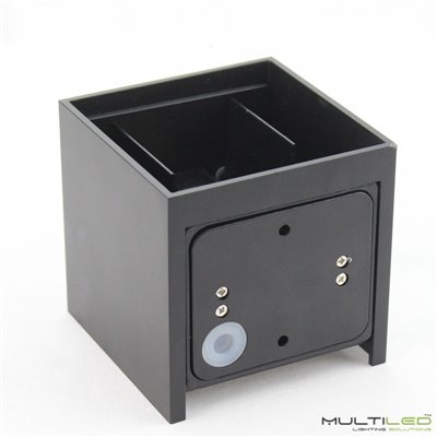 Aplique Led de interior-exterior Negro  6W Modelo Cube Blanco Cálido