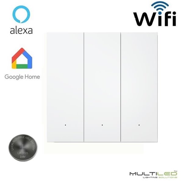 Pulsador programable Wifi Zigbee Inteligente 3 teclas para sistemas Orvibo Blanco, compatible con Alexa y Google Home