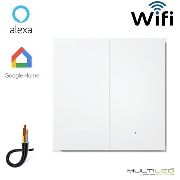 Pulsador 2 Zonas Wifi Zigbee Blanco para sistemas Orvibo (200W x 2 zonas), compatible con Alexa y Google Home