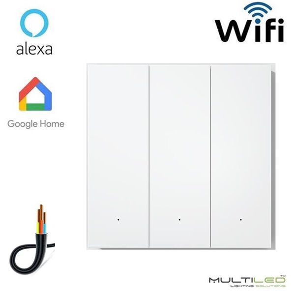 Pulsador 3 Zonas Wifi Zigbee Blanco para sistemas Orvibo (200W x 3 zonas), compatible con Alexa y Google Home