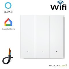 Pulsador 3 Zonas Wifi Zigbee Blanco para sistemas Orvibo (200W x 3 zonas), compatible con Alexa y Google Home