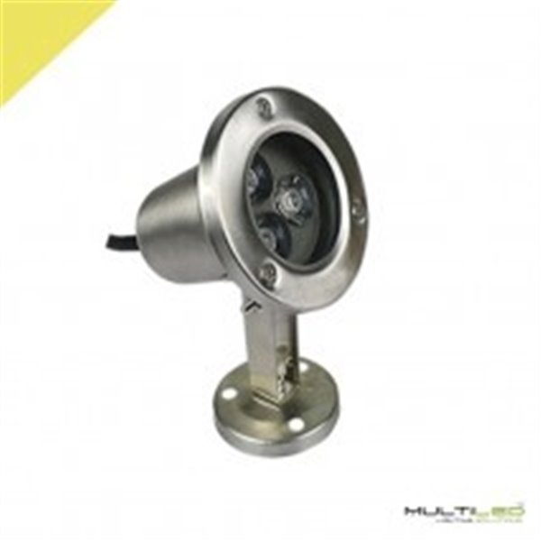 Foco Led Sumergible acero 3W IP68 12V DC Blanco Cálido