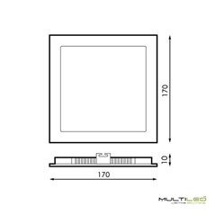 Empotrable Downlight Led 12W Cuadrado Blanco Frio