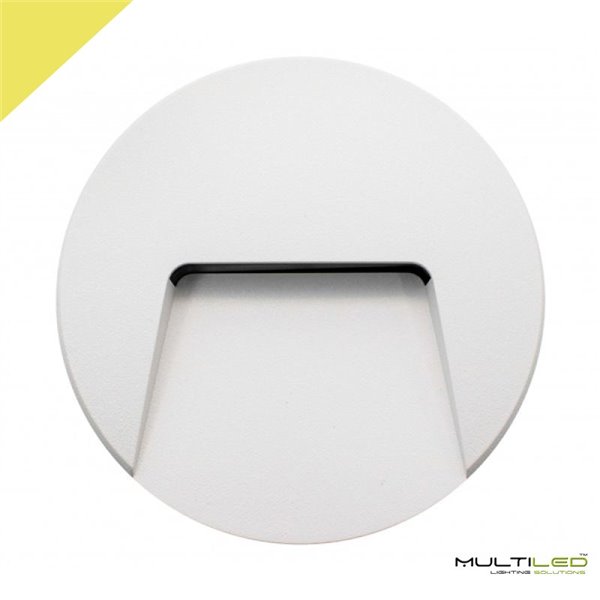 Baliza superficie de pared Led blanca 3W IP65 Round Blanco calido