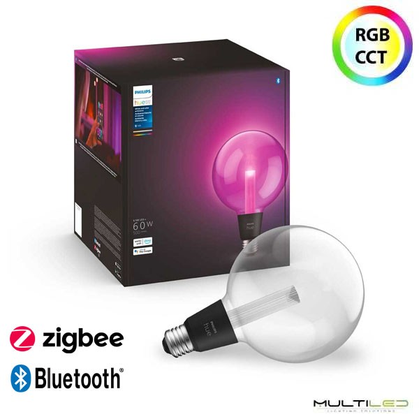Bombilla Led inalámbrica Philips HUE 500 Circular G125 6.5W RGB+CCT  (2700k-6500k) E27 Zigbee Bluetooth